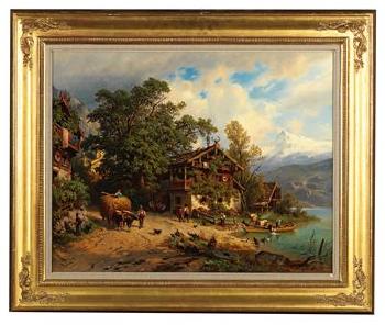 Scene of lake Zell with the Kitzsteinhorn by 
																			Johann Varrone